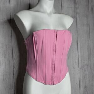 Peppermayo Juniper Pink Corset Bustier Top Strapless Cotton Size 8